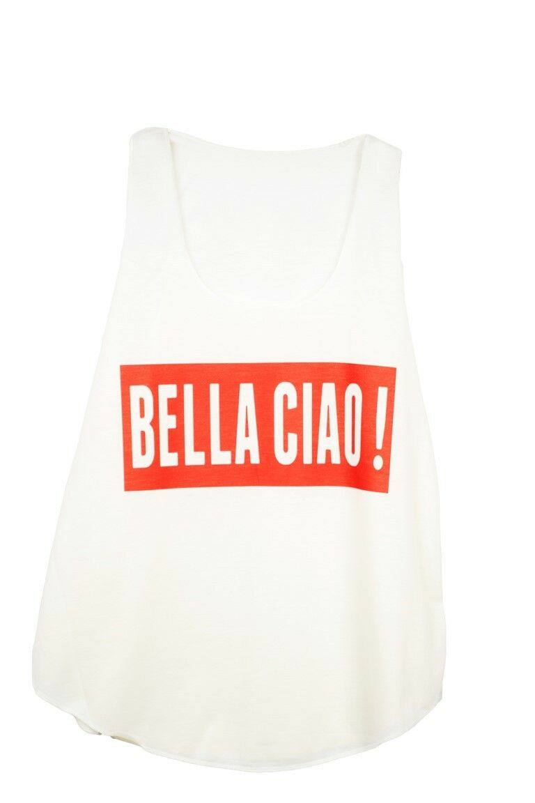 Débardeur femme couleur beige imprimé bella ciao - glboutik.com