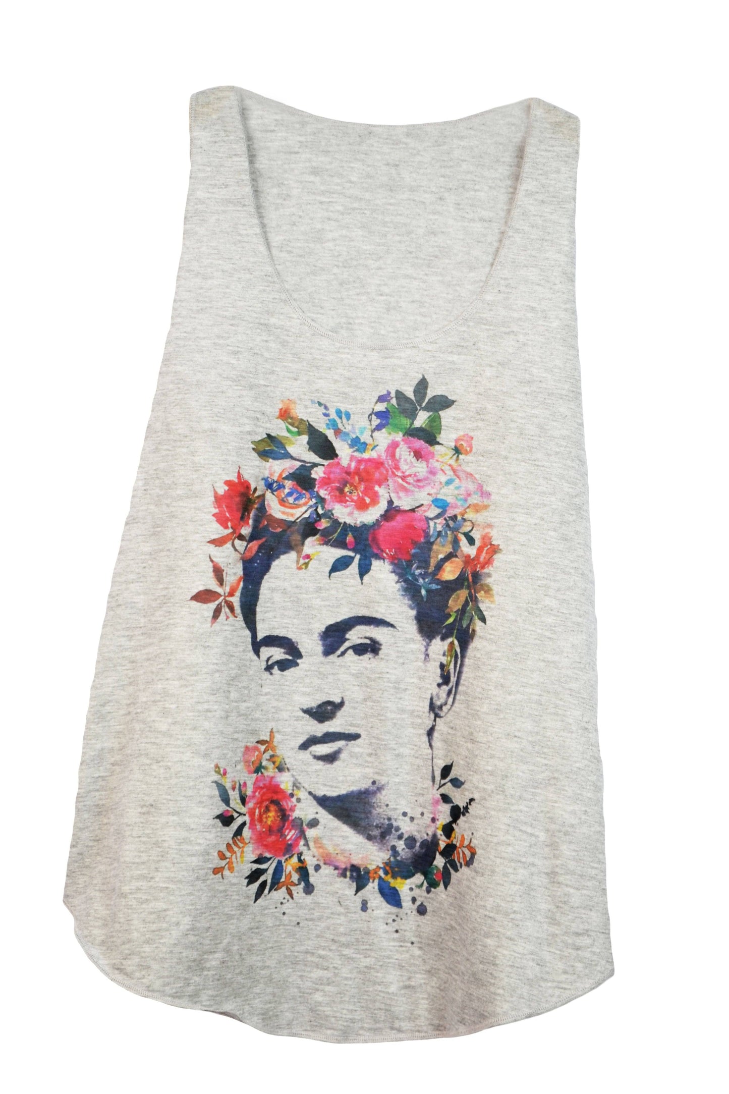 Débardeur pour femme couleur gris imprimé illustration frida kahlo