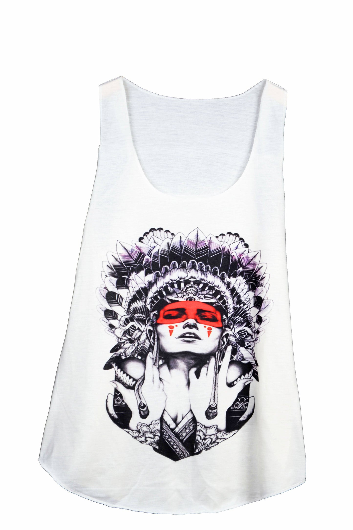 Débardeur femme couleur creme imprimé illustration indienne - GL BOUTIK