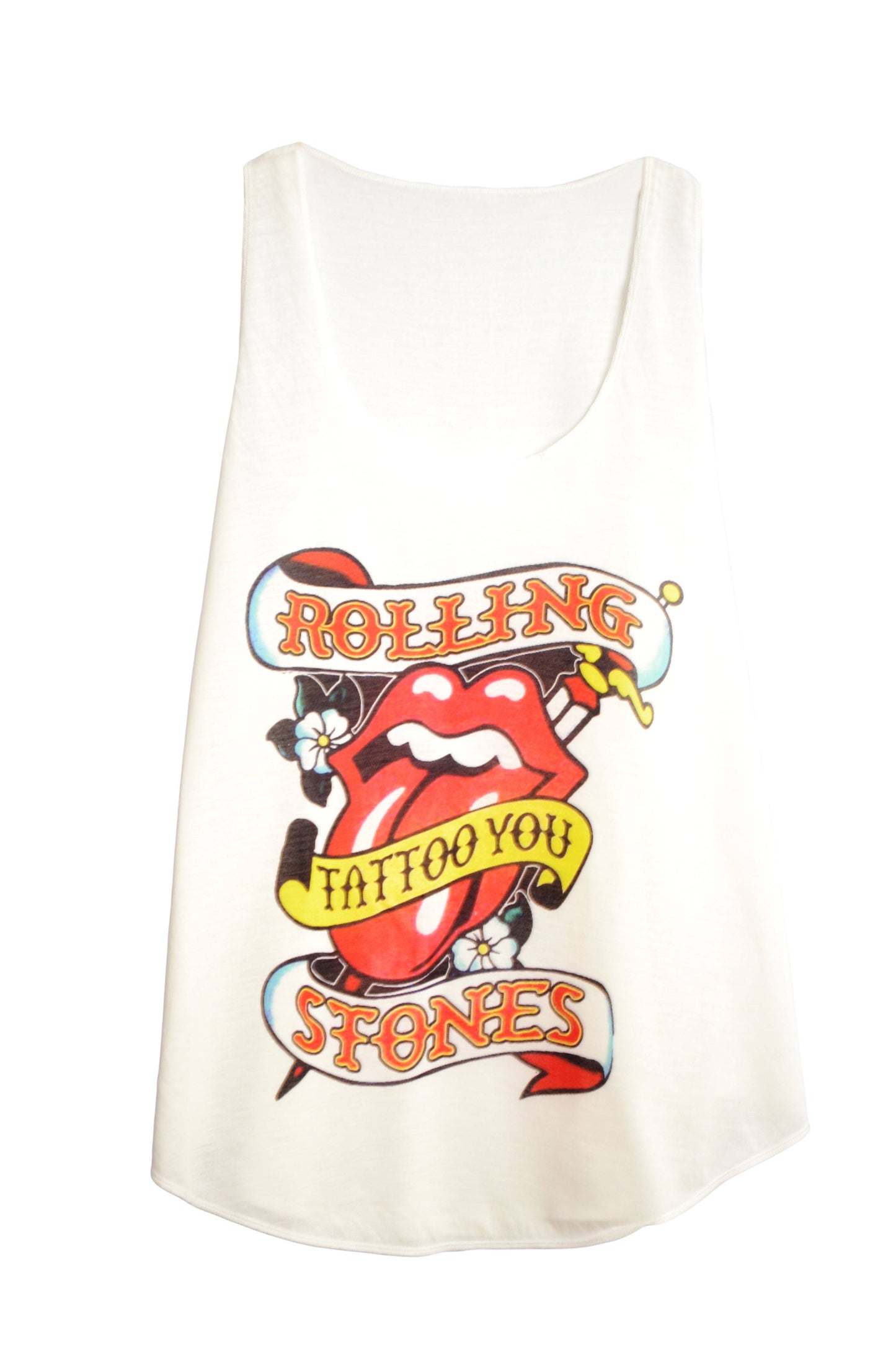 Débardeur femme couleur crème imprimé rolling stones tattoo you - GL BOUTIK