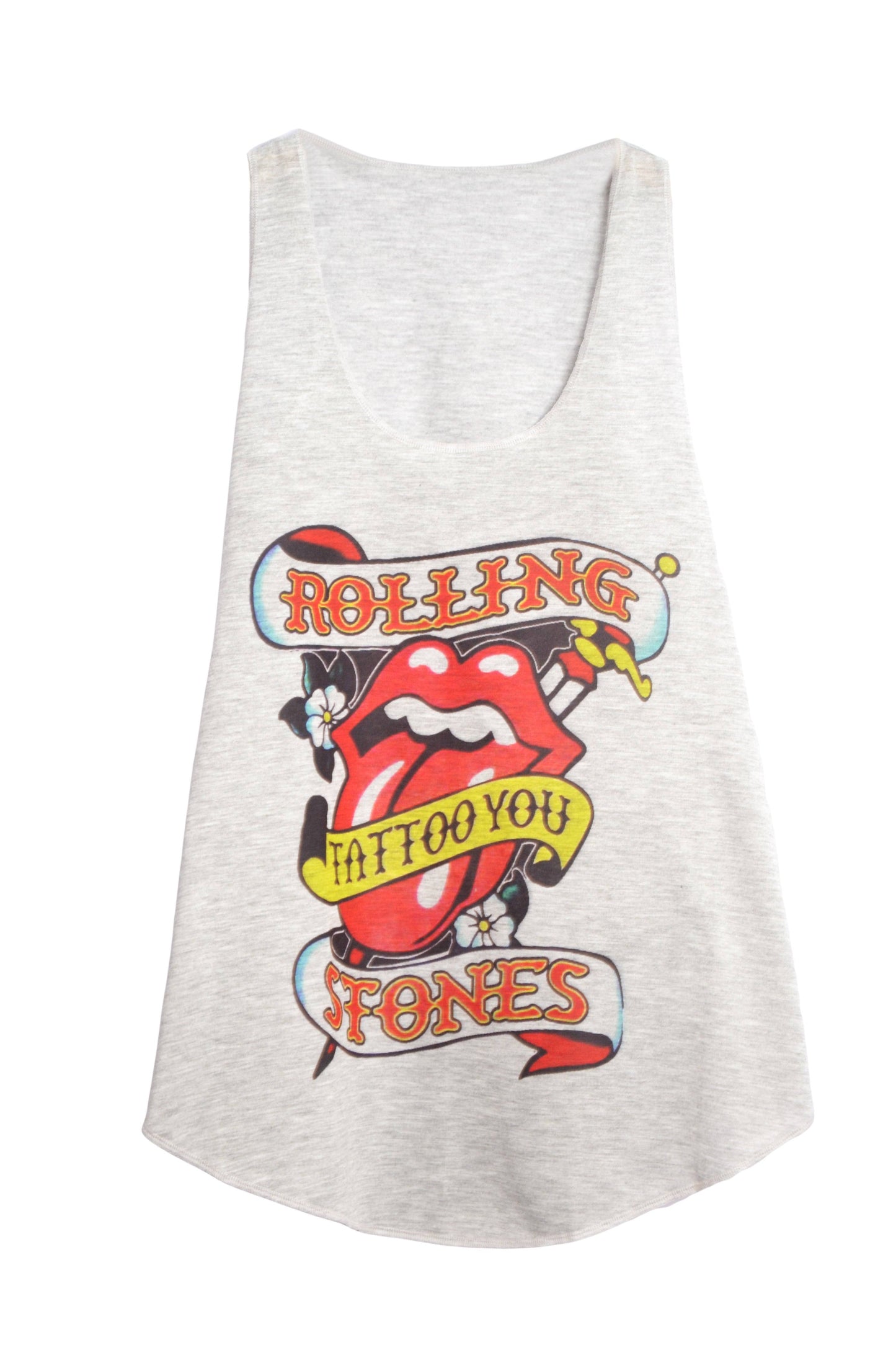 Débardeur femme couleur gris imprimé rolling stones tattoo you - GL BOUTIK