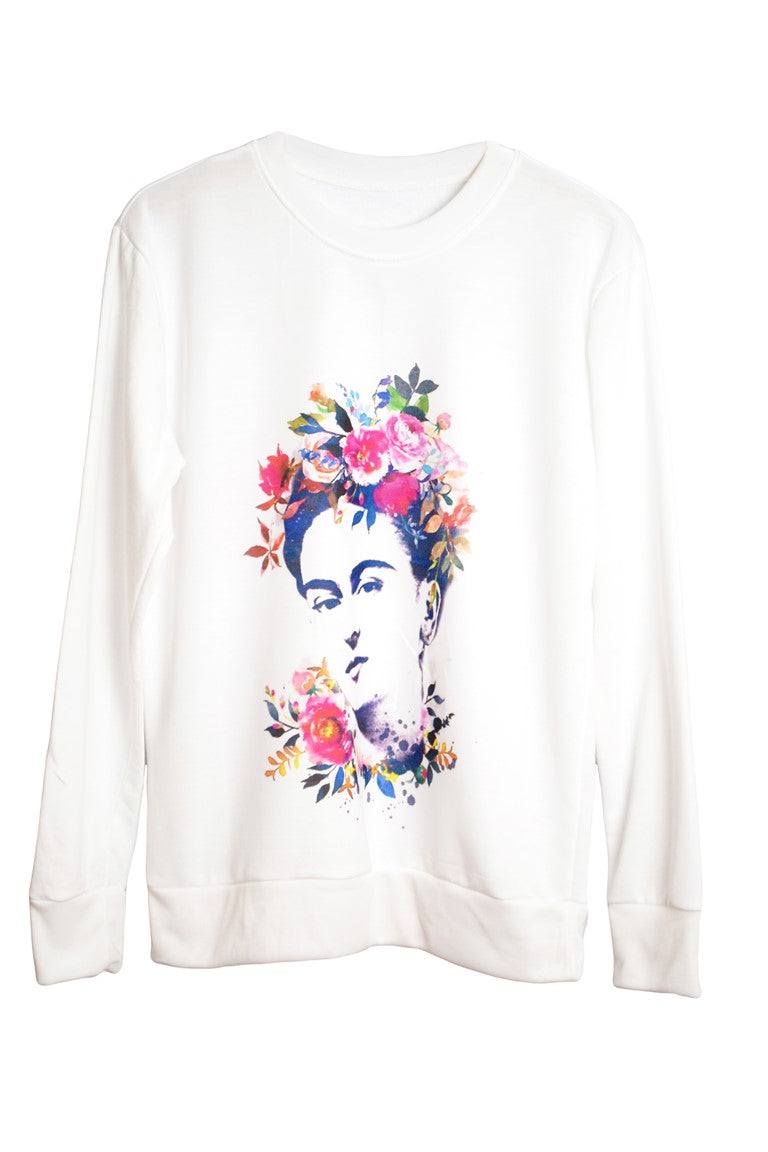 Sweat frida kahlo blanc - GL BOUTIK