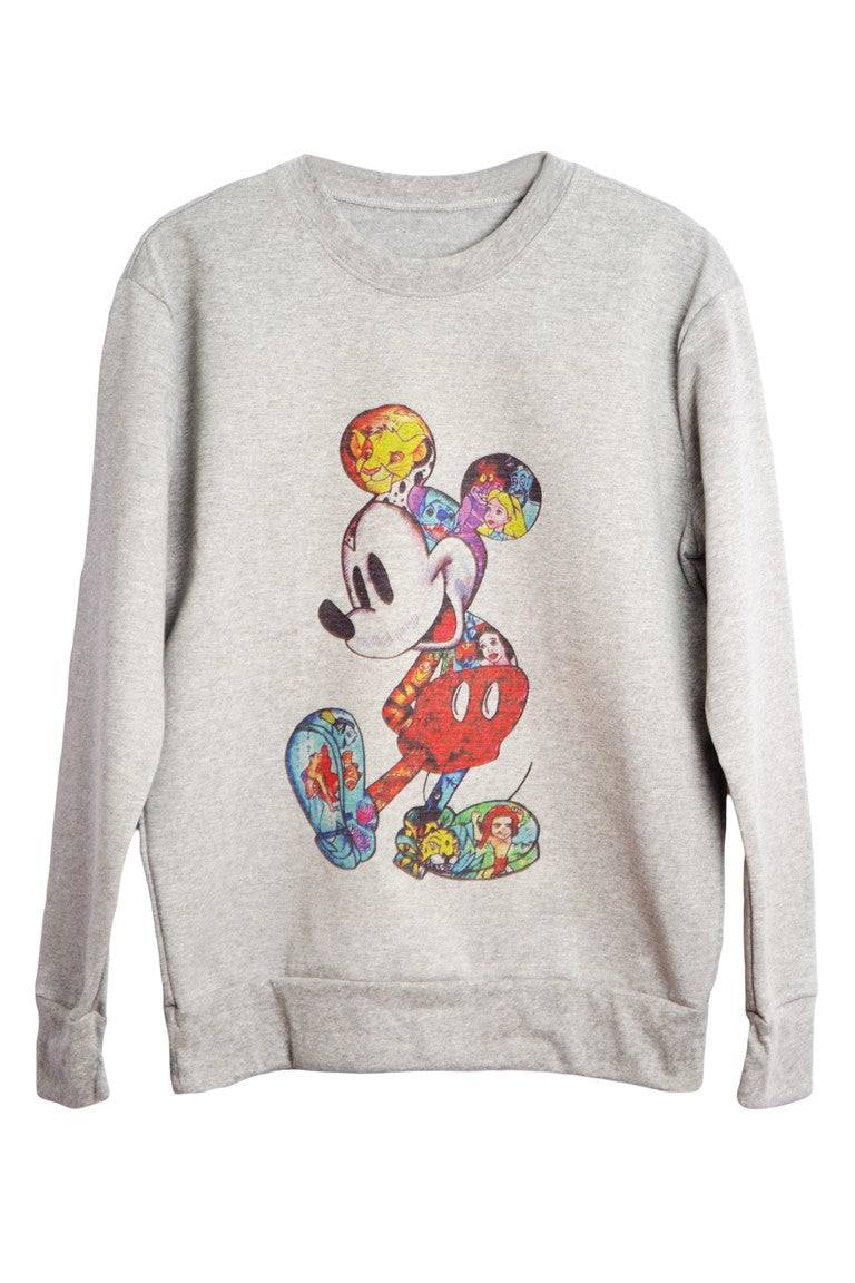 Sweat gris mickey tattoo - GL BOUTIK