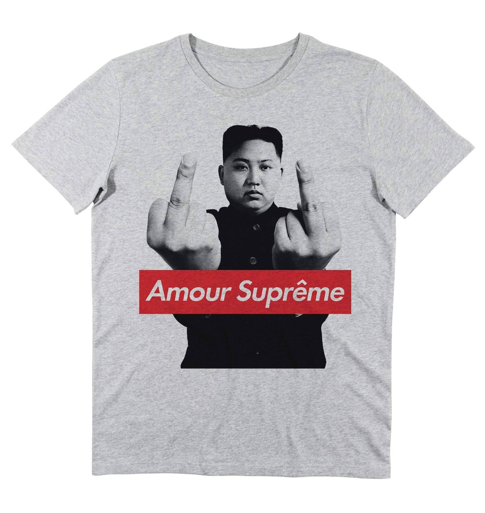 T-shirt kim jong un doigt d'honneur gris