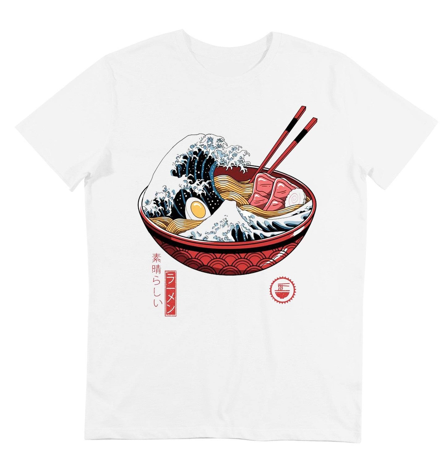 T-shirt poour homme couleur blanc imprimé ramen - GLBOUTIK