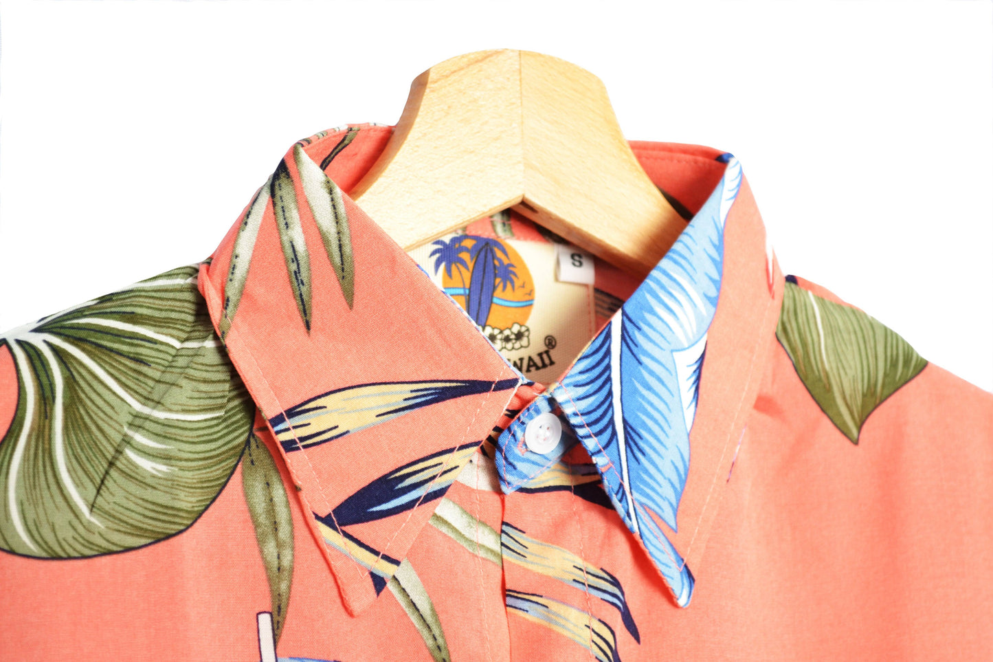 Vue col chemisier à fleurs couleur saumon marque up hawaii - GL BOUTIK