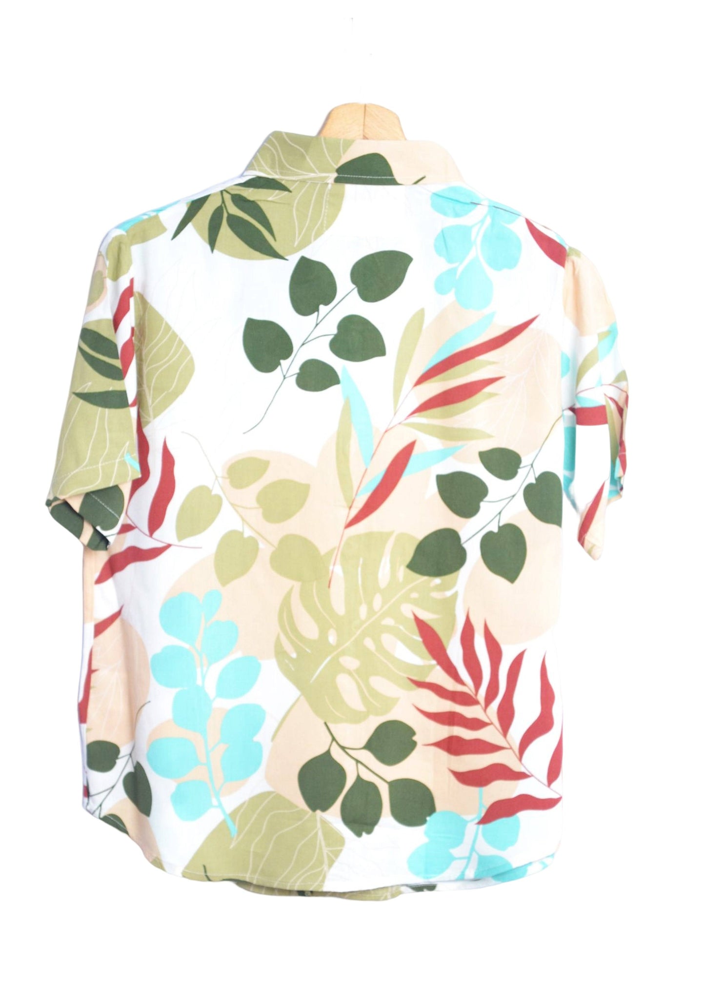 Vue dos chemise hawaienne femme couleur blanc a fleurs - GL BOUTIK