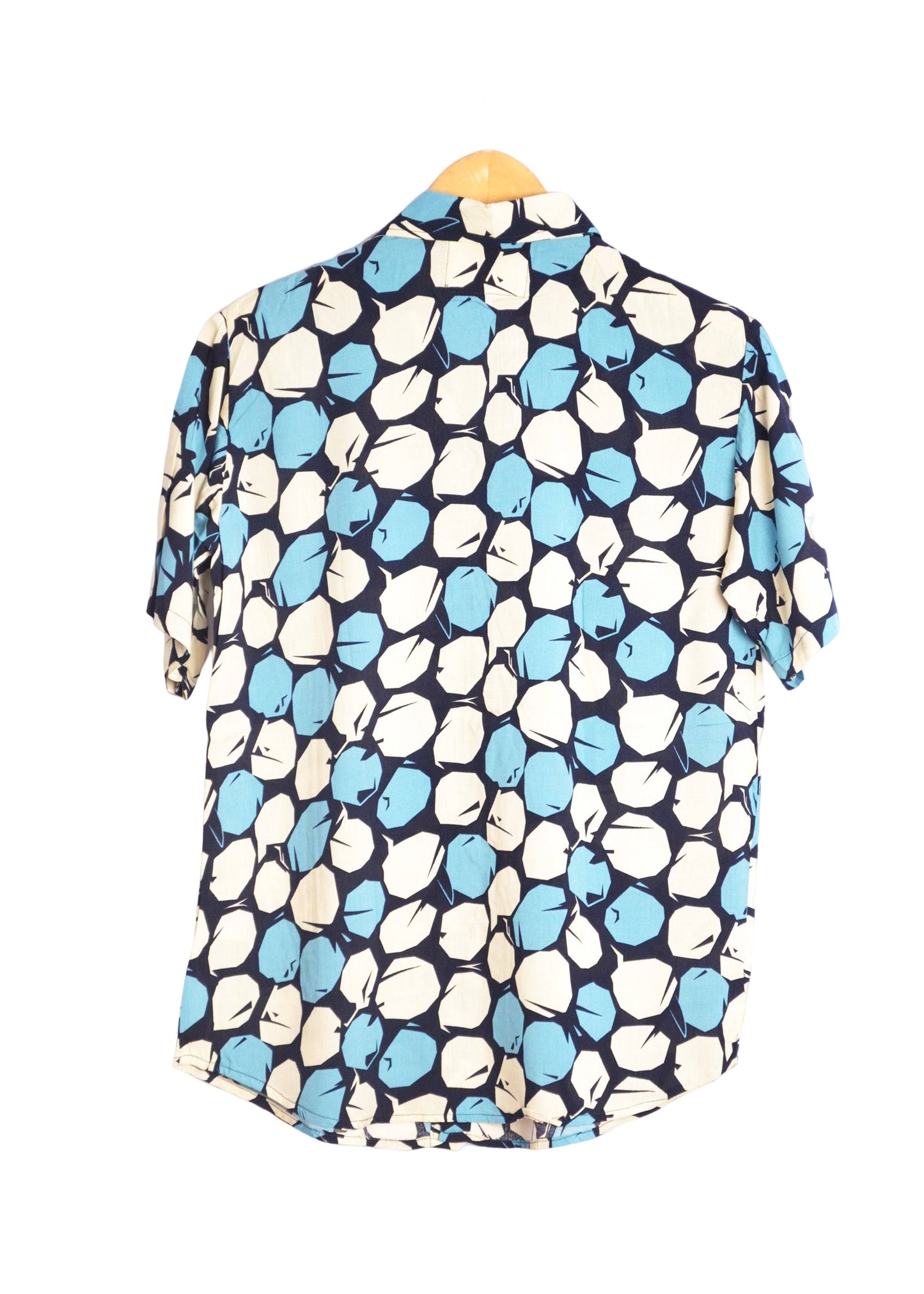 Vue dos chemise chemise homme marine à motifs ronds bleu et biege - GL BOUTIK