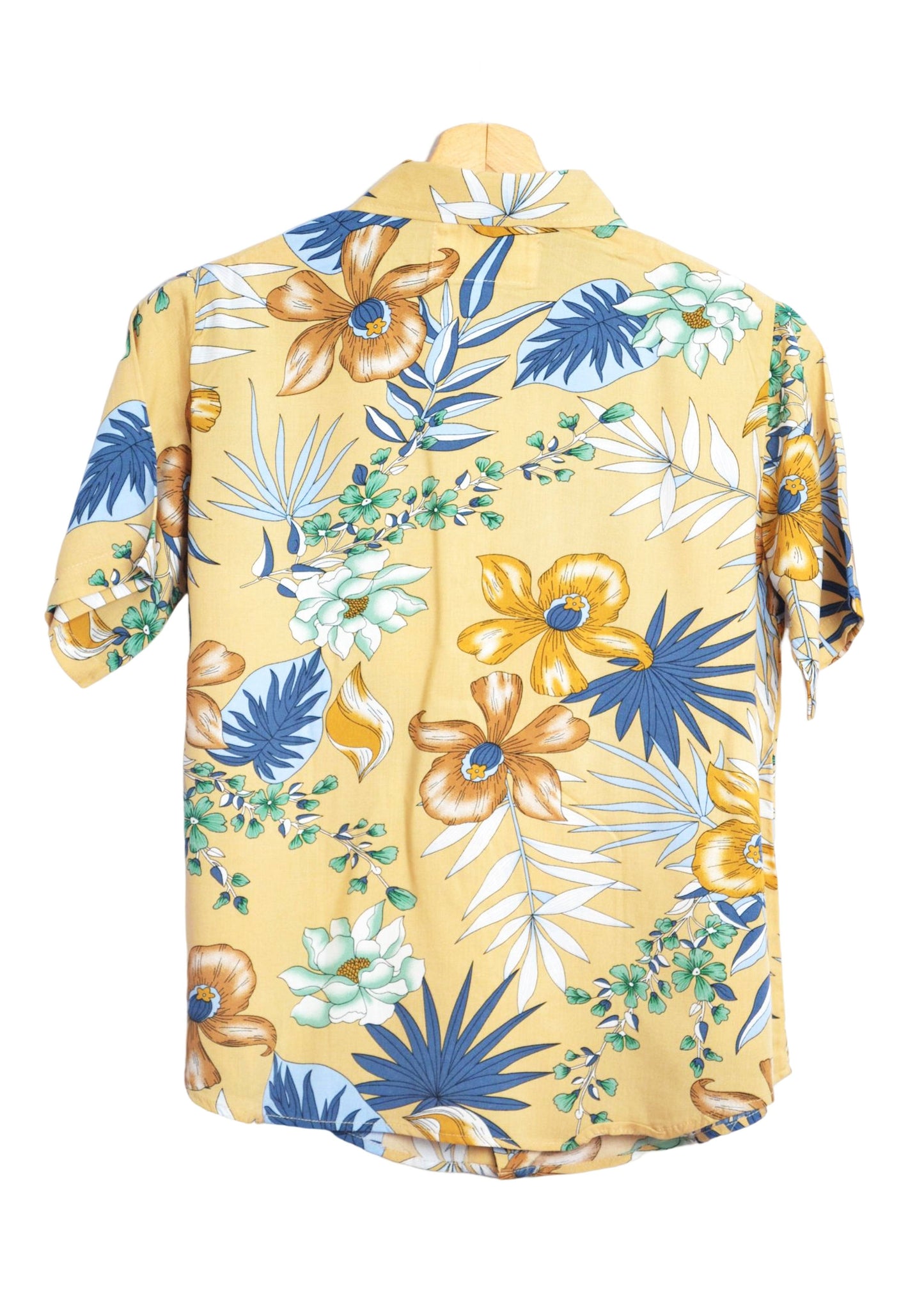 Vue dos chemisier femme couleur camel à fleurs marque up hawaii - GL BOUTIK