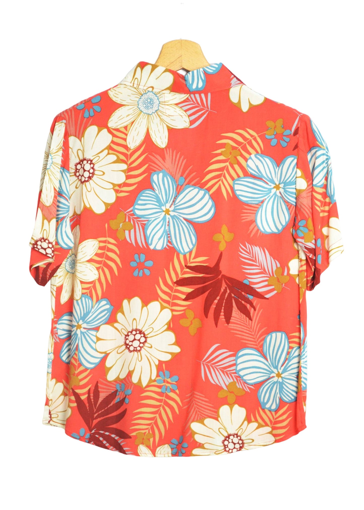 Vue dos chemisier femme à fleurs couleur saumon - GL BOUTIK