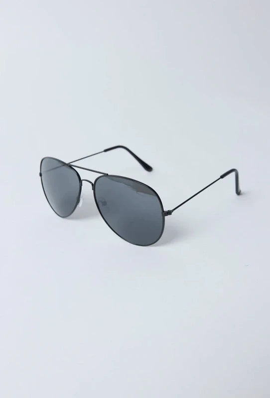Vue coté lunettes solaires aviateur noirs - GL BOUTIK