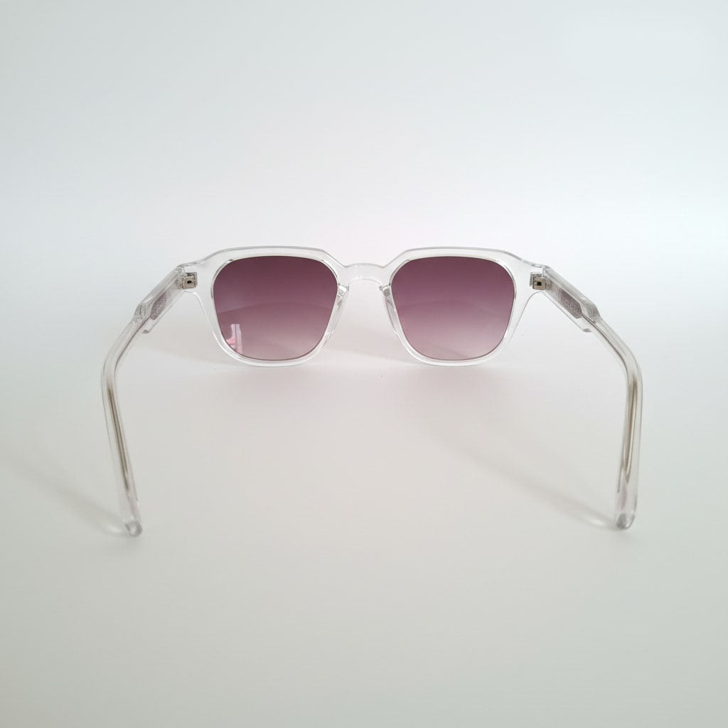 Arriere lunettes solaires carrées style moscot transparentes à verres dégradé mauve - GL BOUTIK