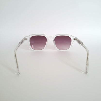 Arriere lunettes solaires carrées style moscot transparentes à verres dégradé mauve - GL BOUTIK