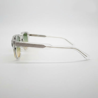 Branches lunettes solaires carrées style moscot transparentes à verres dégradé jaune et vert - GL BOUTIK