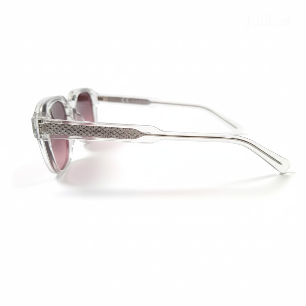 Branches lunettes solaires carrées style moscot transparentes à verres dégradé mauve - GL BOUTIK