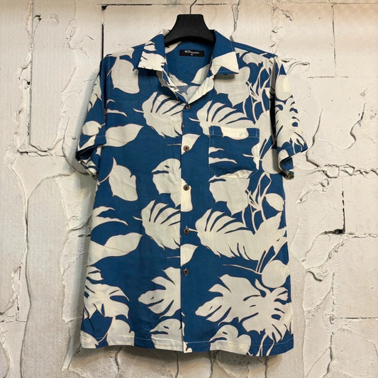 Chemise hawaienne homme couleur bleu et ecru - GL BOUTIK