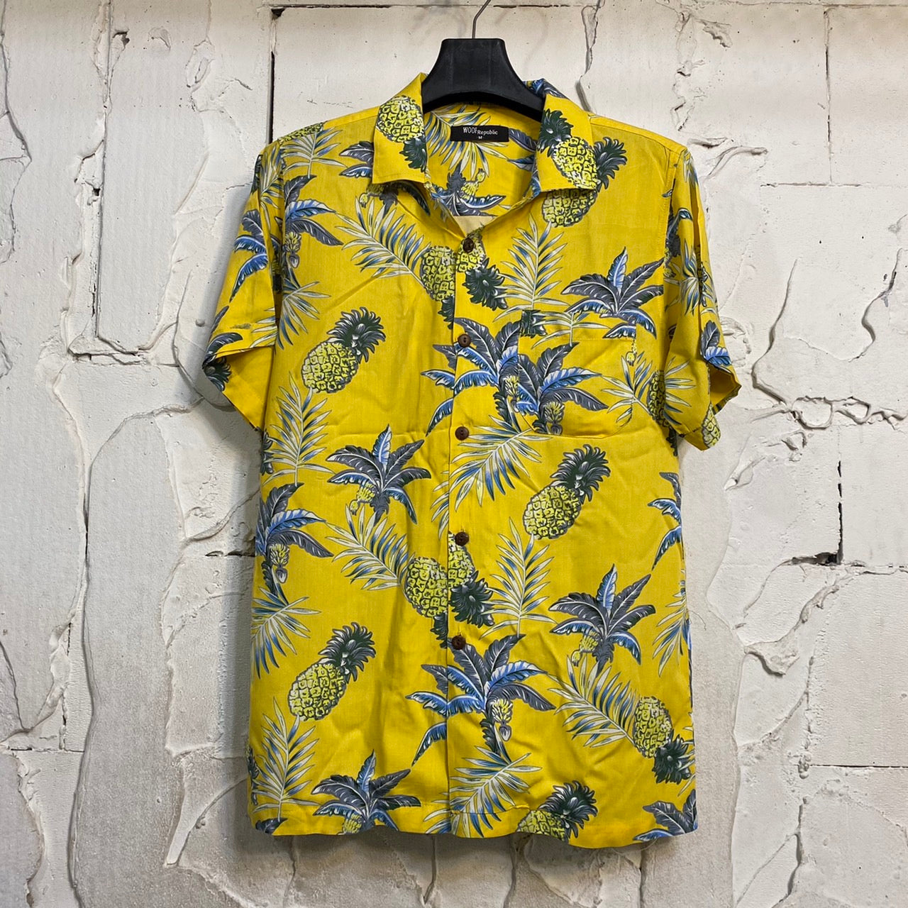 Chemise hawaienne jaune motifs fleurs et ananas - GL BOUTIK