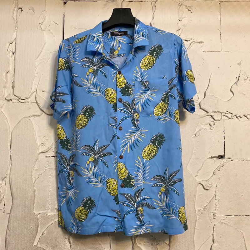 Chemise hawaienne bleu ciel motifs ananas - GL BOUTIK