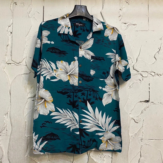 Chemise hawaienne homme bleu canard à fleurs - GL BOUTIK