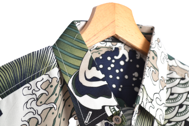 Vue col chemise motif vague de kanagawa - GL BOUTIK