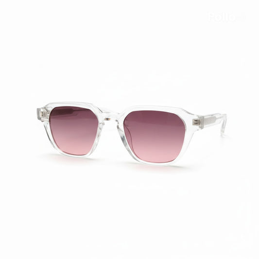 Lunettes solaires carrées style moscot transparentes à verres dégradé mauve - GL BOUTIK