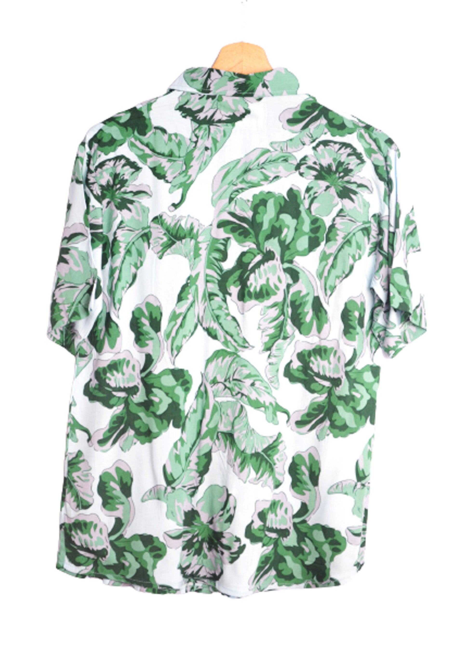 Vue dos chemise hawaienne homme couleur gris et vert - GL BOUTIK