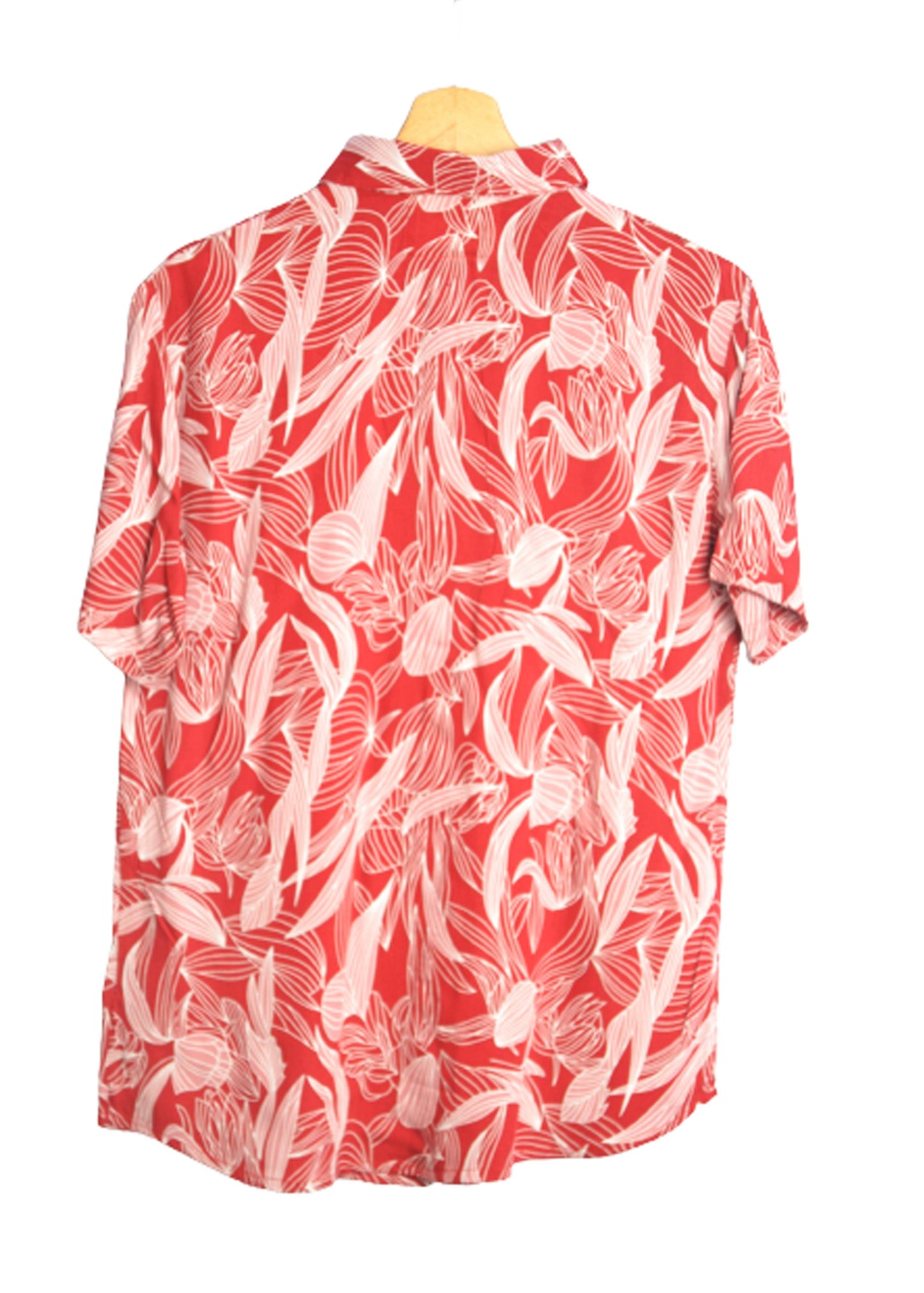 Vue dos chemise hawaienne rouge avec motifs floraux abstrait - GL BOUTIK