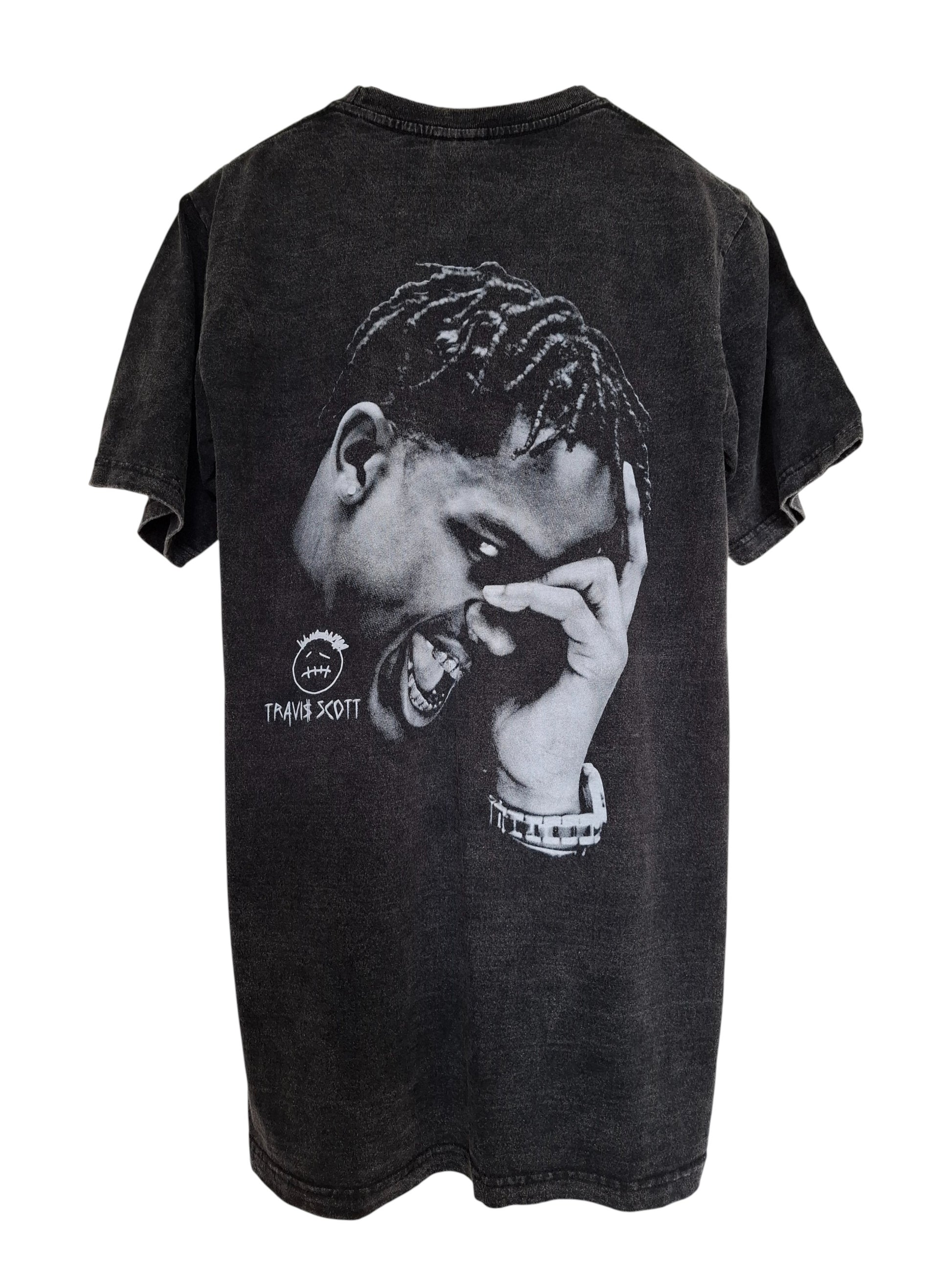 Vue dos t-shirt délavé imprimé travis scott - GL BOUTIK