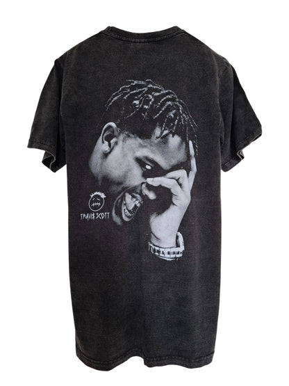 Vue dos t-shirt délavé imprimé travis scott - GL BOUTIK