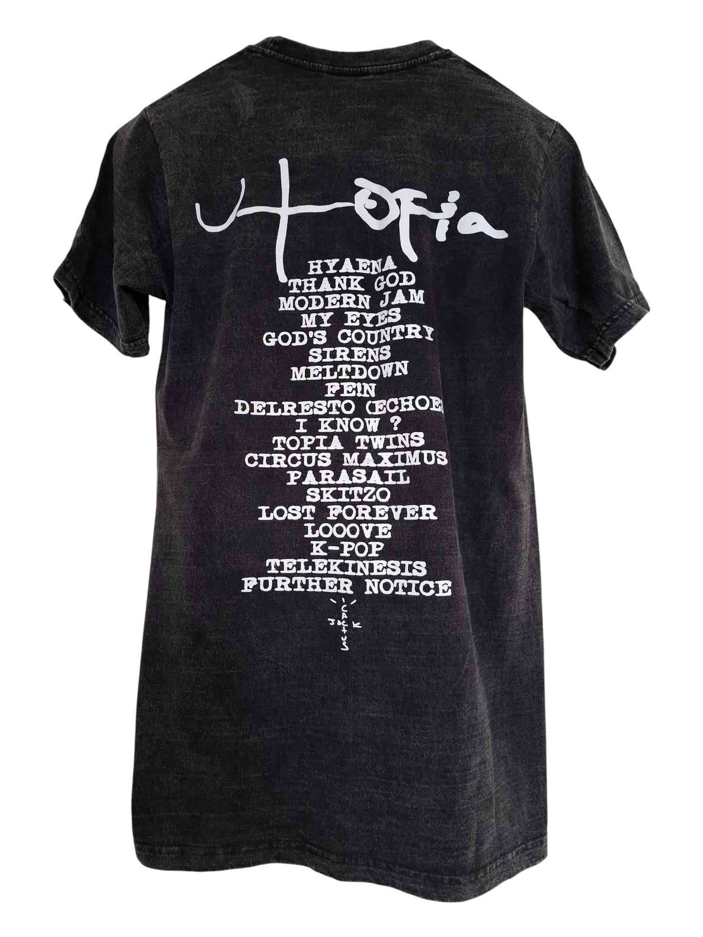 Dos - t-shirt gris délavé imprimé travis scott - GL BOUTIK