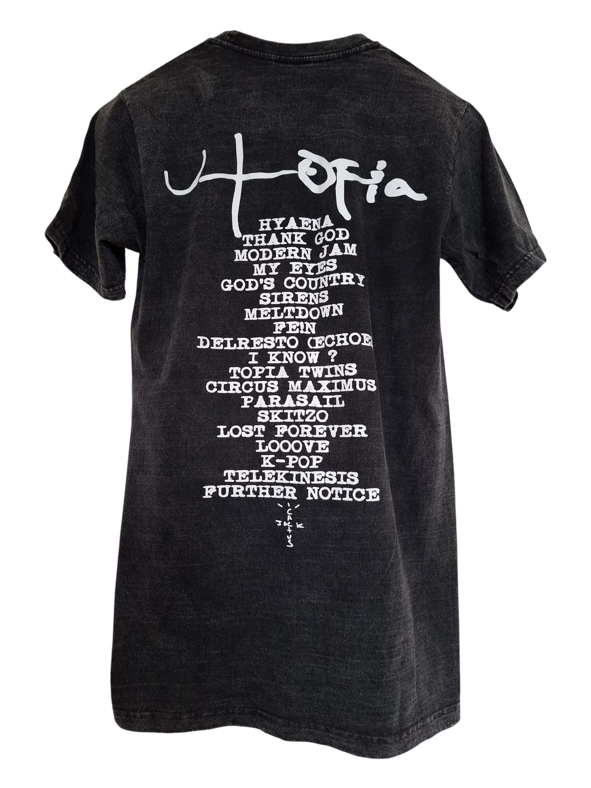 Dos - t-shirt gris délavé imprimé travis scott - GL BOUTIK