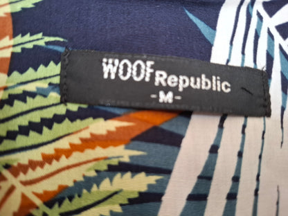 Etiquette chemise hawaienne bleu marine à fleurs - GL BOUTIK