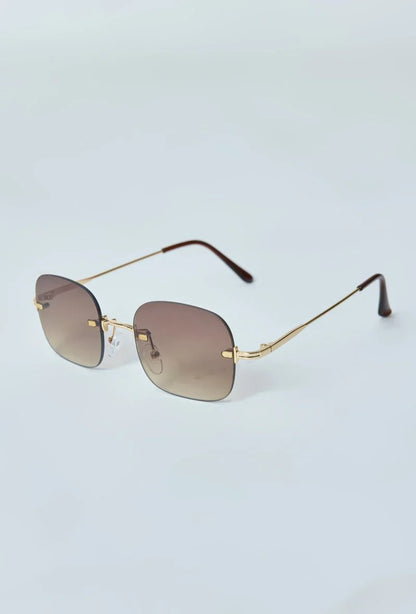 Lunettes solaires à verres carrés marrons sans monture - GL BOUTIK
