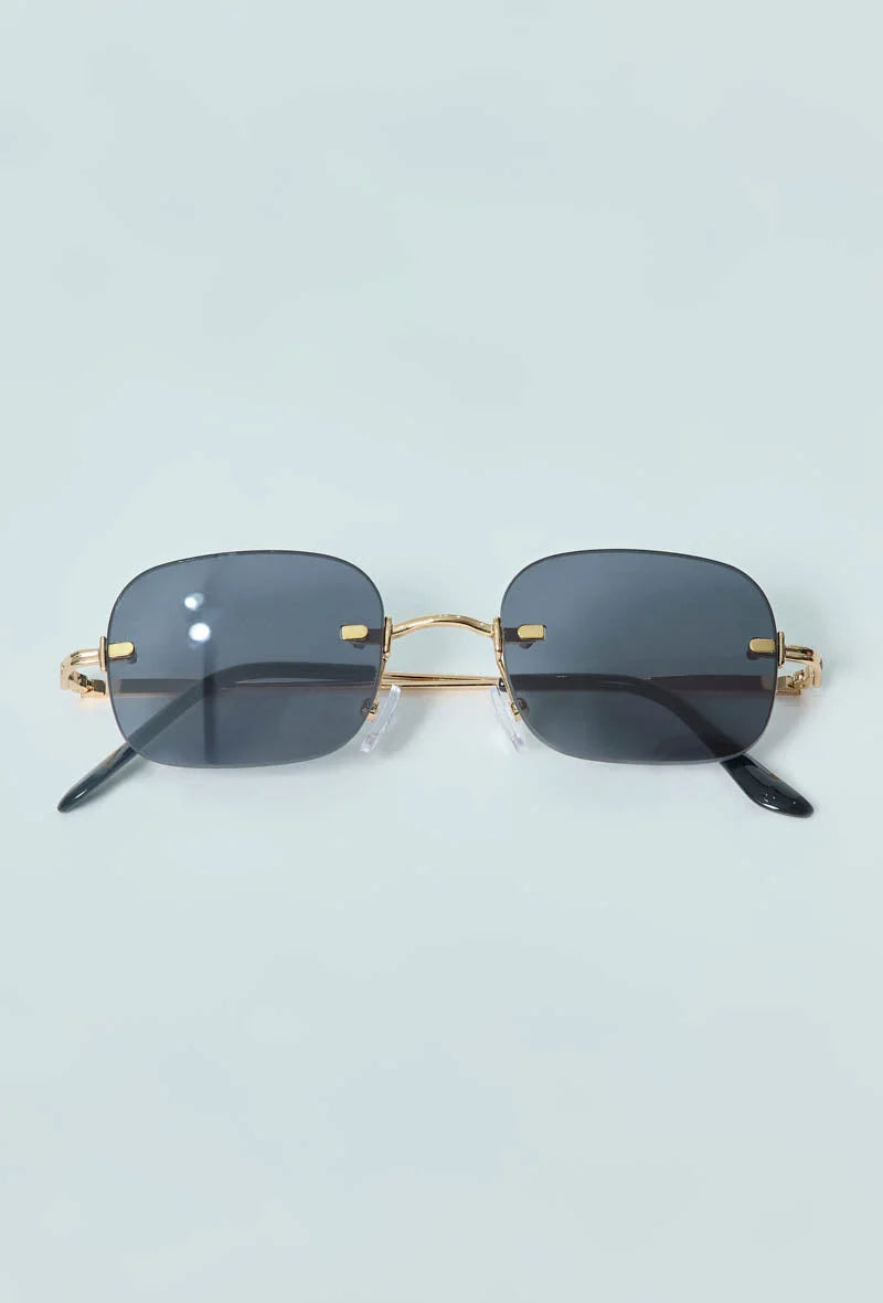 Lunettes solaires à verres carrés noirs sans monture - GL BOUTIK