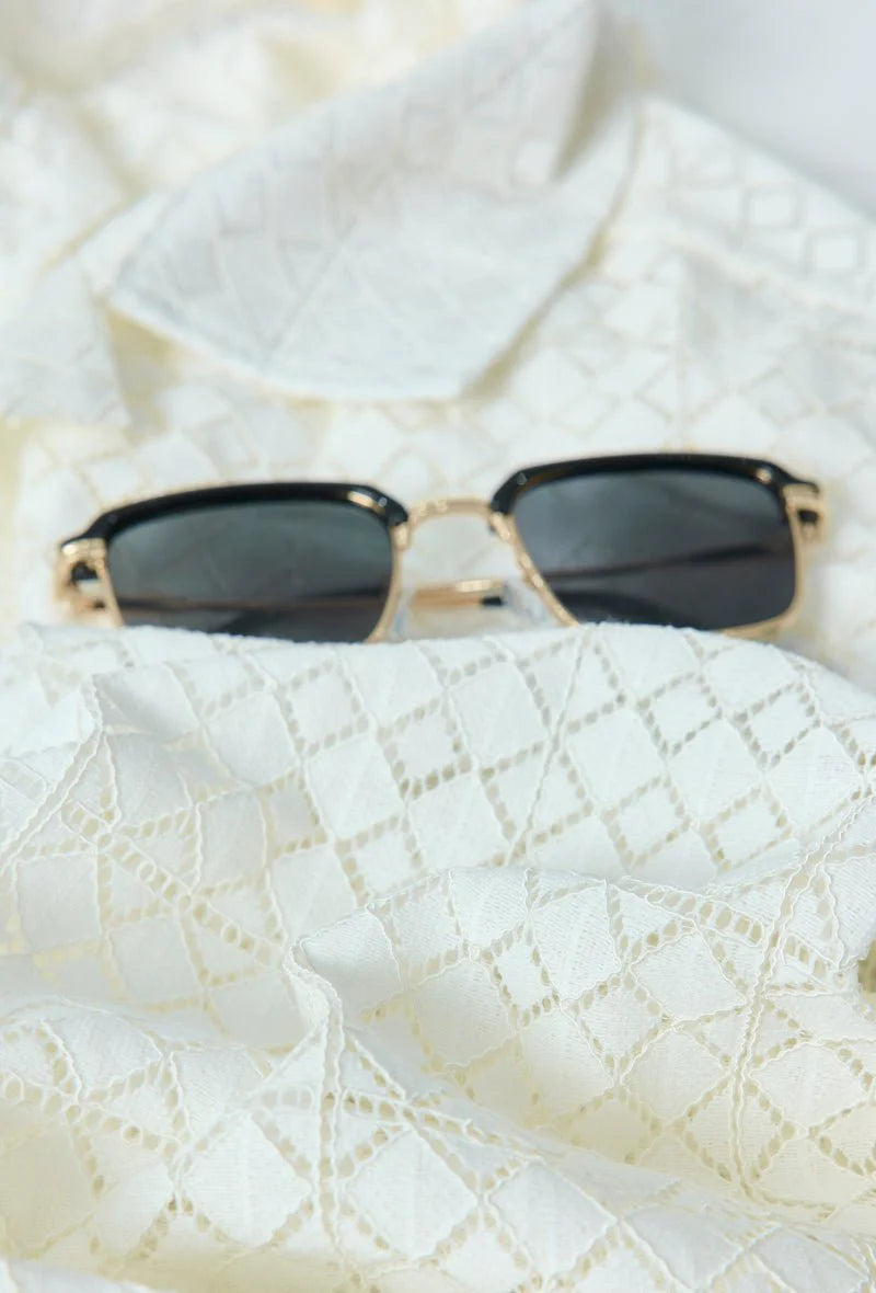 Lunettes solaires clubmaster carrées noires - GL BOUTIK