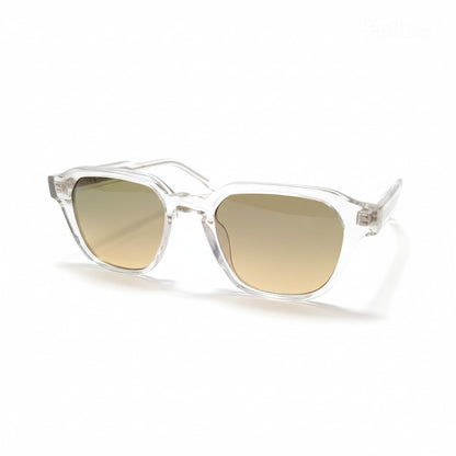 Lunettes solaires carrées style moscot transparentes à verres dégradé jaune et vert - GL BOUTIK