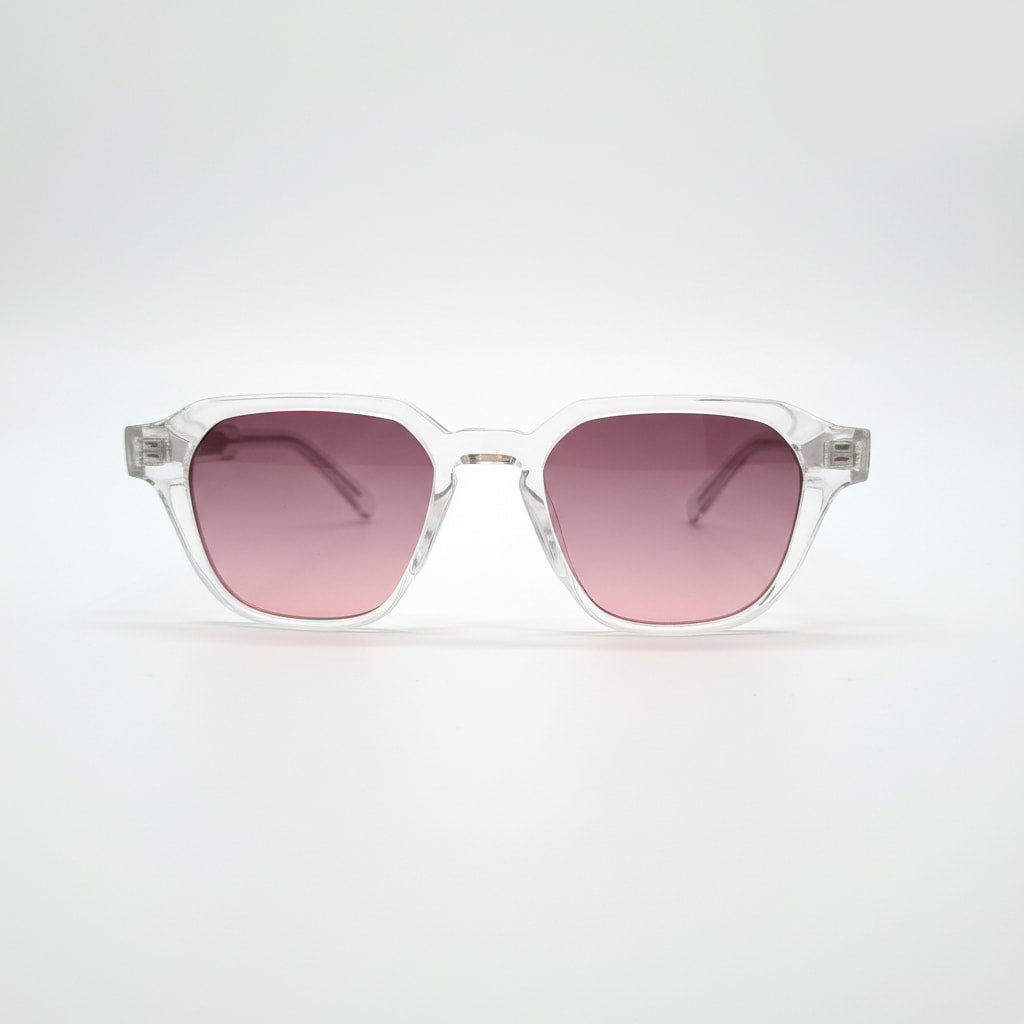 Lunettes solaires carrées style moscot transparentes à verres dégradé mauve - GL BOUTIK