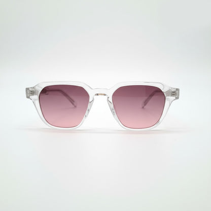 Lunettes solaires carrées style moscot transparentes à verres dégradé mauve - GL BOUTIK