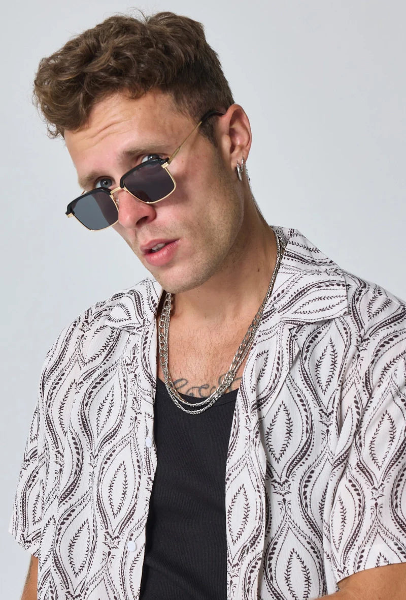Lunettes solaires clubmaster carrées noires sur modele - GL BOUTIK