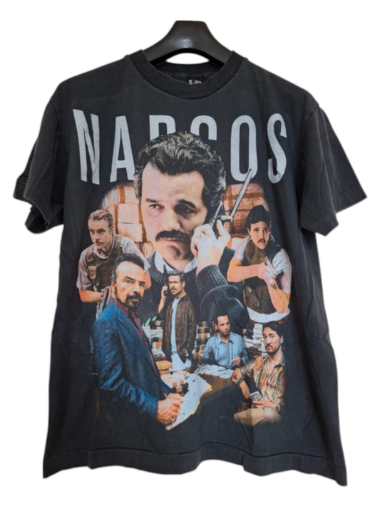 T-shirt gris délavé imprimé bootleg narcos - GL BOUTIK