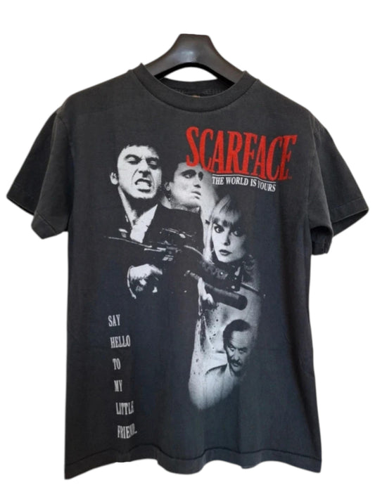 T-shirt gris délavé imprimé bootleg scarface - GL BOUTIK