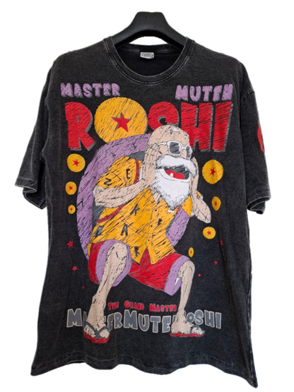 T-shirt gris délavé imprimé master roshi - GL BOUTIK