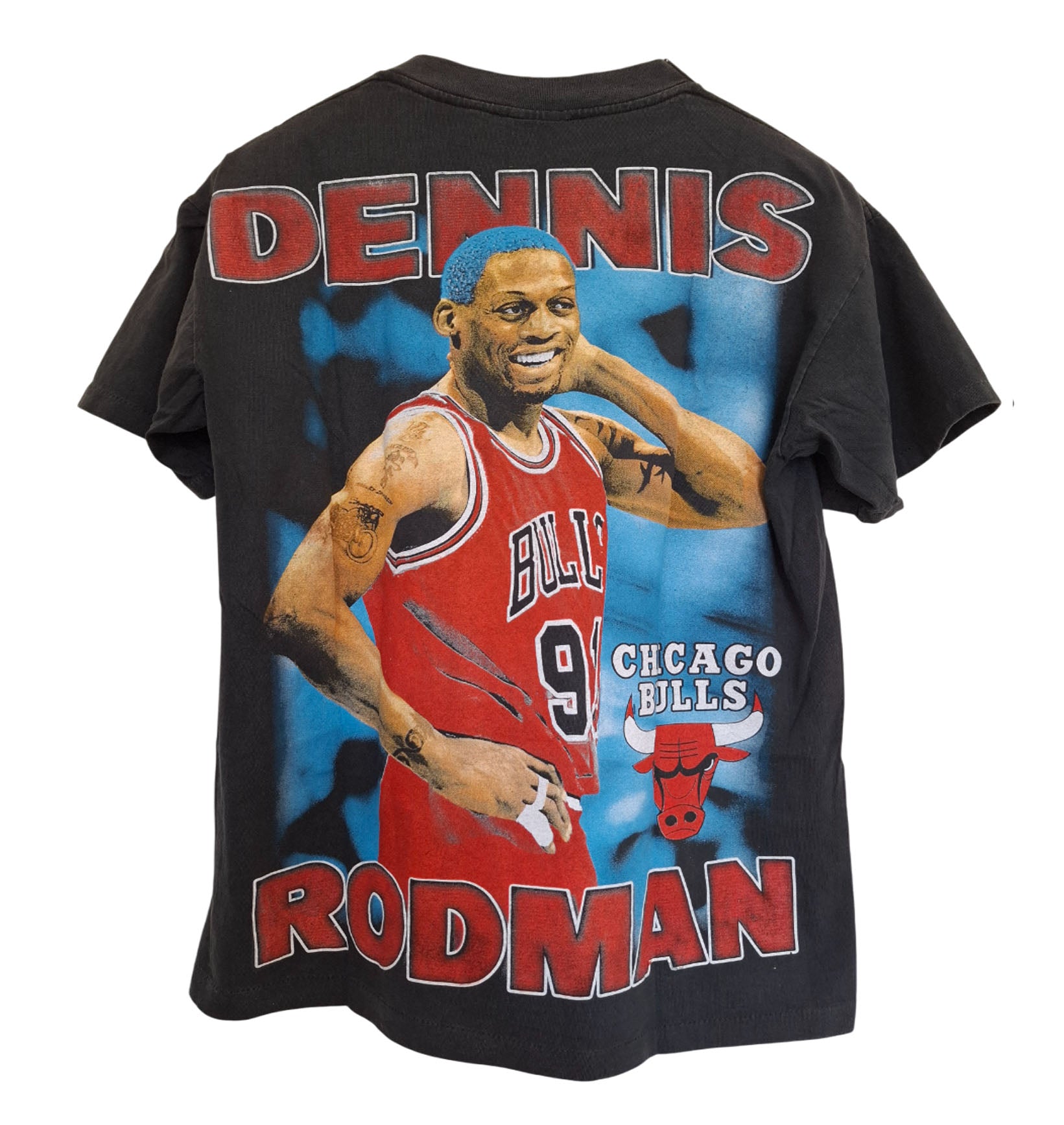 Vue dos t-shirt gris délavé imprmé dennis rodman - GLBOUTIK