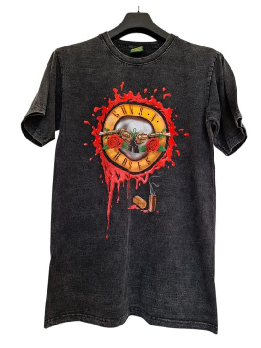 T-shirt délavé à la pierre imprimé guns N' roses - GL BOUTIK