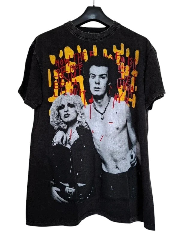 T-shirt gris délavé imprimé sid vicious et nancy spungen - GL BOUTIK