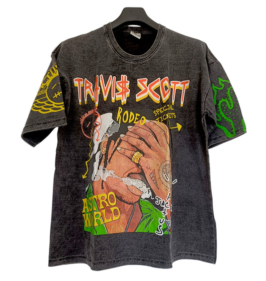 T-shirt gris délavé imprimé travis scott - GL BOUTIK