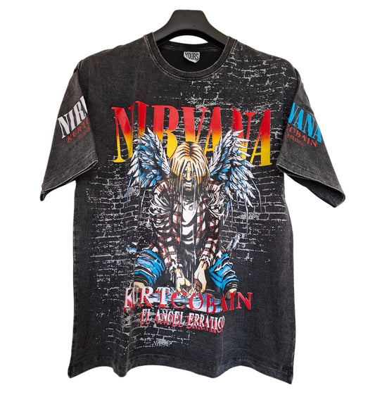 T-shirt stonewshed imprimé motif nirvana - GL BOUTIK