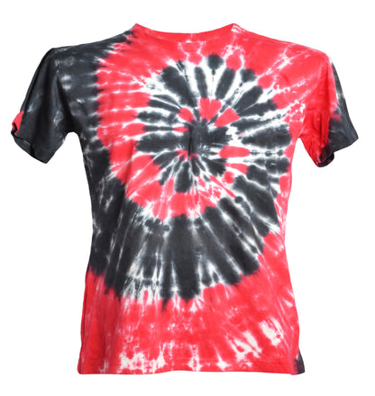 T-shirt tie and dye effet spirale rouge, noir et blanc - GL BOUTIK