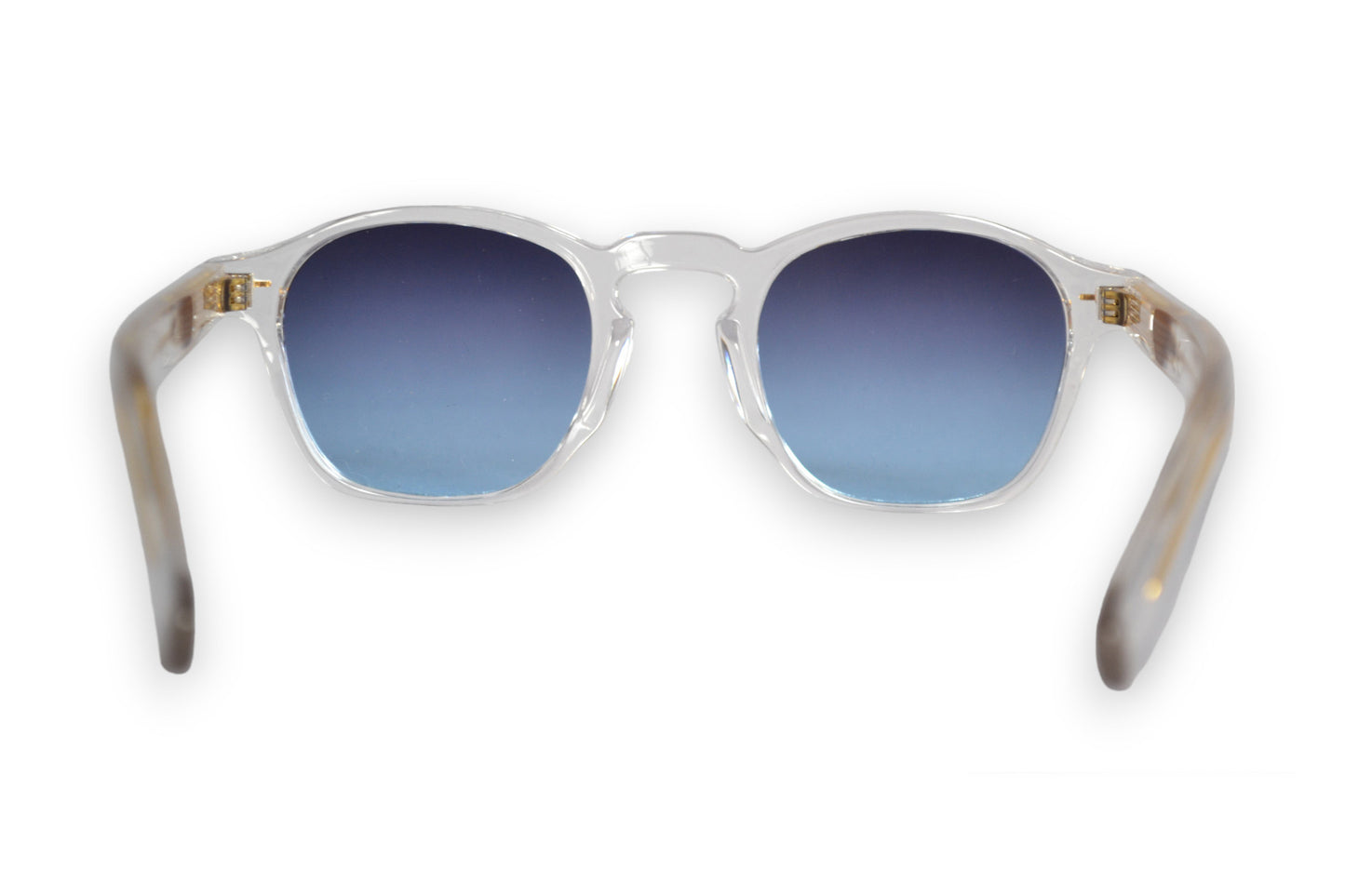 Vue dos lunettes de soleil à monture transparente et verres bleus dégradés - GL BOUTIK
