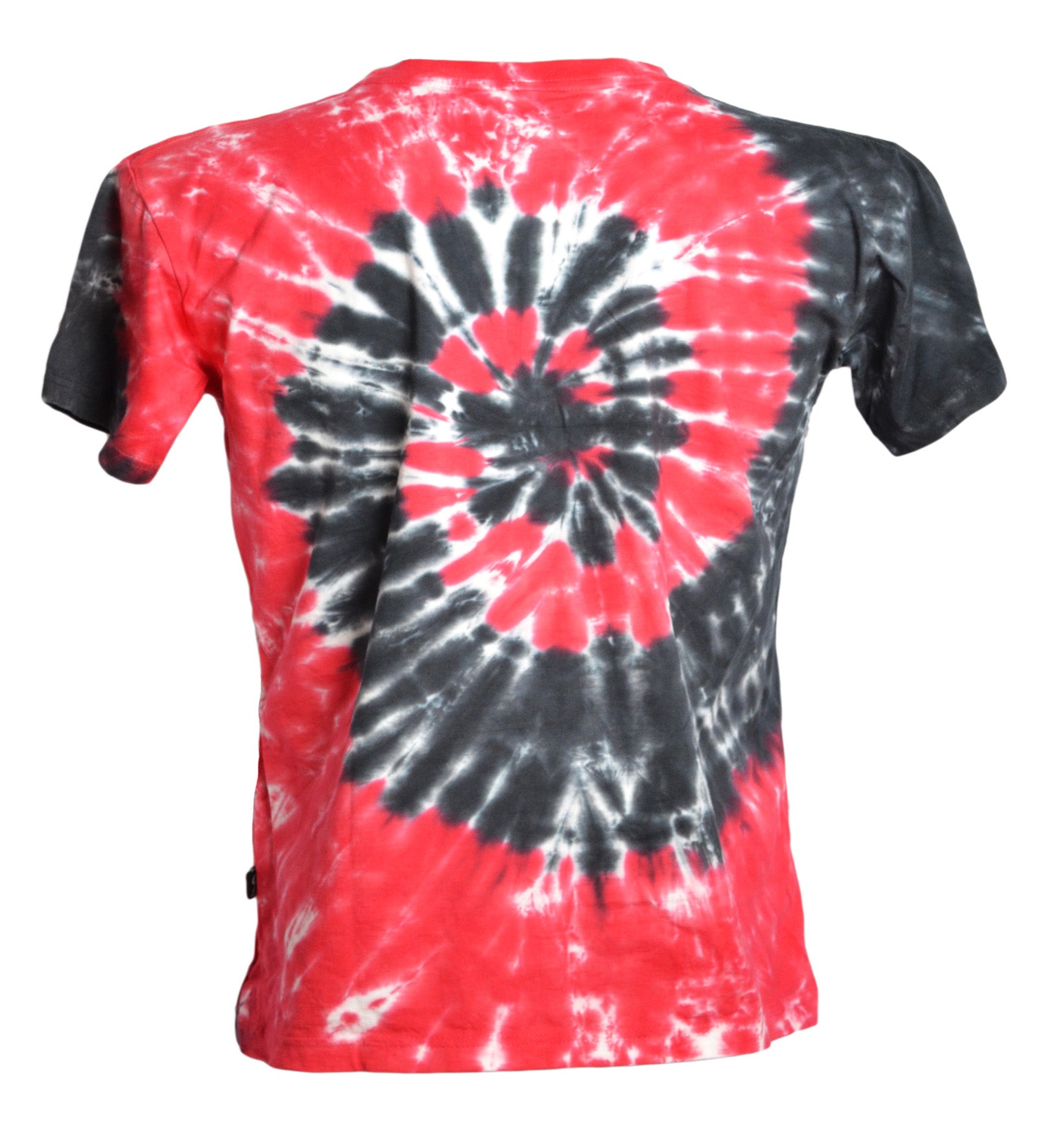 Vue dos t-shirt tie and dye effet spirale rouge, noir et blanc - GL BOUTIK